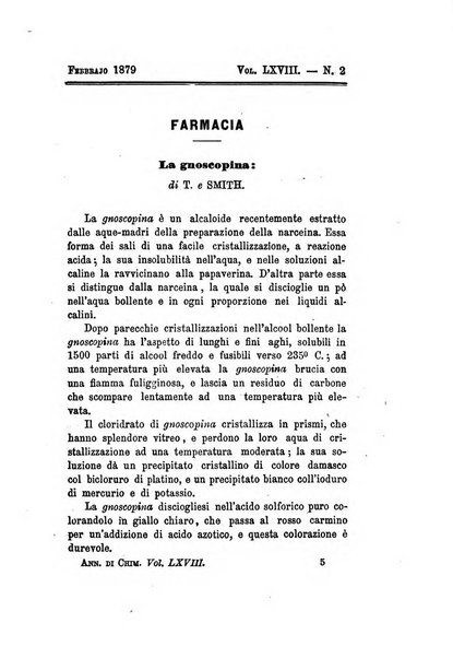 Annali di chimica applicata alla medicina cioè alla farmacia, alla tossicologia, all'igiene, alla fisiologia, alla patologia e alla terapeutica. Serie 3