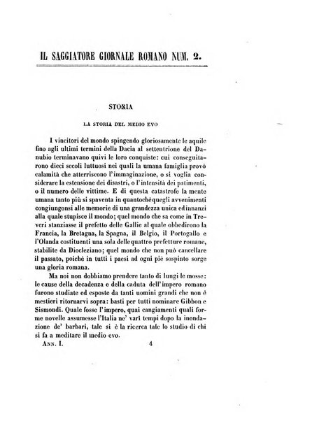 Il saggiatore giornale romano di storia, letteratura, belle arti, filologia e varietà