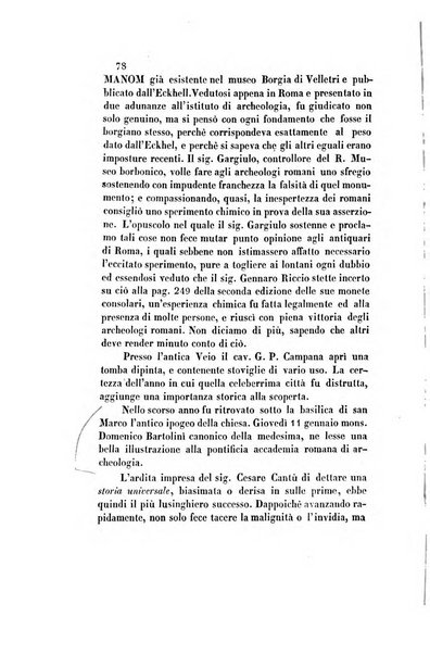 Il saggiatore giornale romano di storia, letteratura, belle arti, filologia e varietà