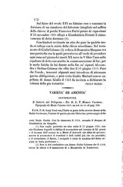 Il saggiatore giornale romano di storia, letteratura, belle arti, filologia e varietà