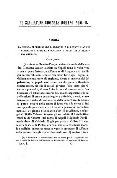 Il saggiatore giornale romano di storia, letteratura, belle arti, filologia e varietà