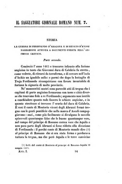 Il saggiatore giornale romano di storia, letteratura, belle arti, filologia e varietà