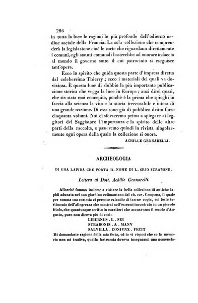 Il saggiatore giornale romano di storia, letteratura, belle arti, filologia e varietà