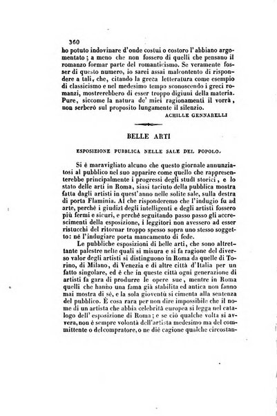 Il saggiatore giornale romano di storia, letteratura, belle arti, filologia e varietà