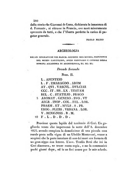 Il saggiatore giornale romano di storia, letteratura, belle arti, filologia e varietà