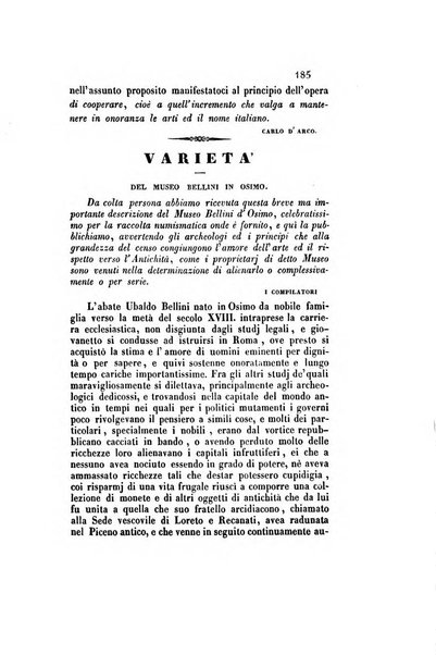 Il saggiatore giornale romano di storia, letteratura, belle arti, filologia e varietà