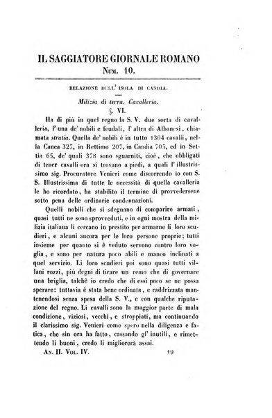 Il saggiatore giornale romano di storia, letteratura, belle arti, filologia e varietà