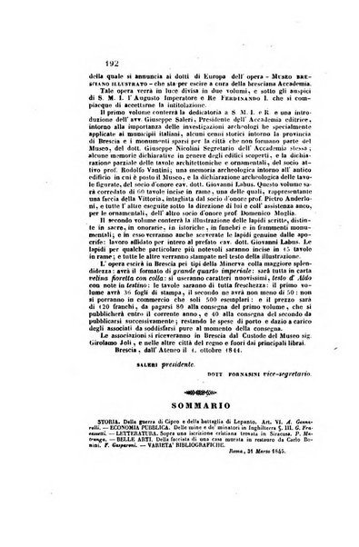 Il saggiatore giornale romano di storia, letteratura, belle arti, filologia e varietà