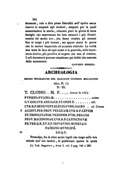 Il saggiatore giornale romano di storia, letteratura, belle arti, filologia e varietà