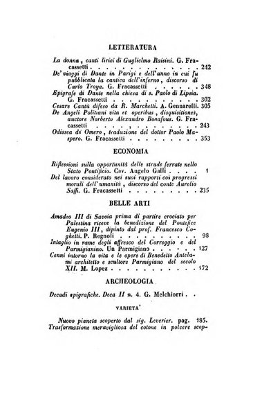 Il saggiatore giornale romano di storia, letteratura, belle arti, filologia e varietà