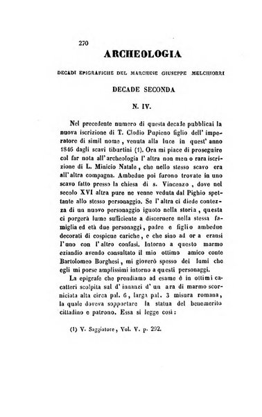 Il saggiatore giornale romano di storia, letteratura, belle arti, filologia e varietà