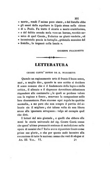 Il saggiatore giornale romano di storia, letteratura, belle arti, filologia e varietà