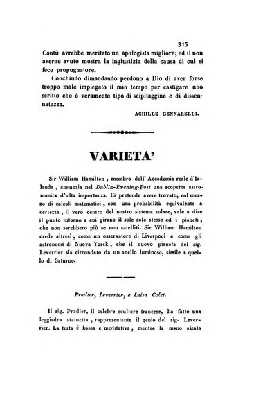 Il saggiatore giornale romano di storia, letteratura, belle arti, filologia e varietà