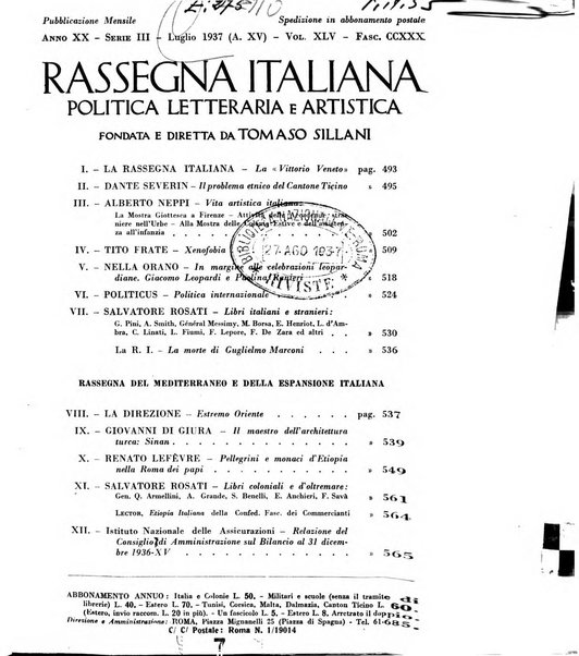 Rassegna italiana politica letteraria e artistica