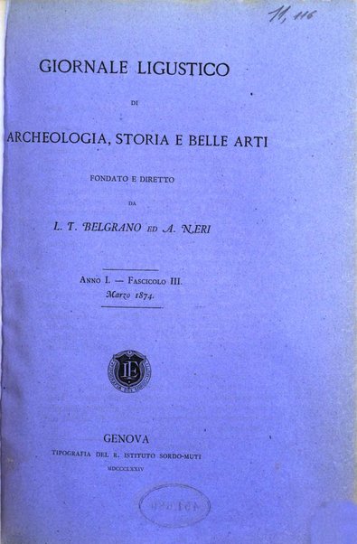 Giornale ligustico di archeologia, storia e belle arti