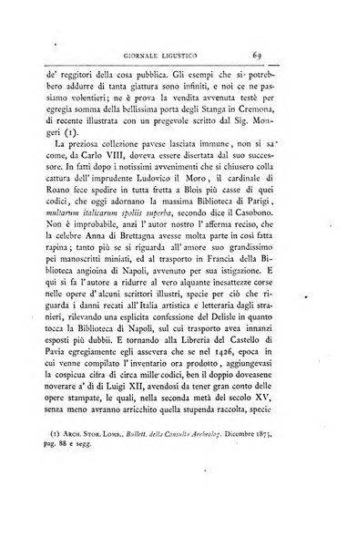 Giornale ligustico di archeologia, storia e belle arti