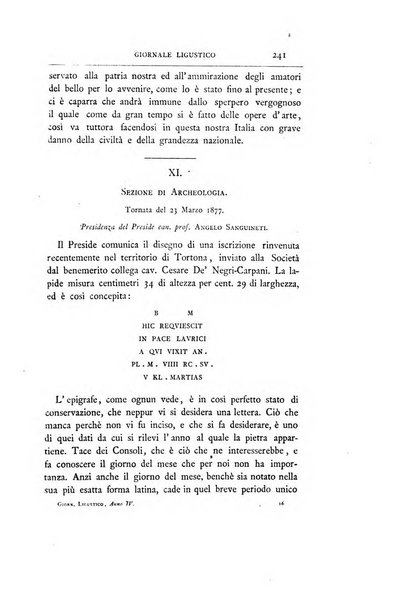 Giornale ligustico di archeologia, storia e belle arti