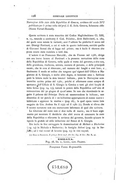 Giornale ligustico di archeologia, storia e belle arti