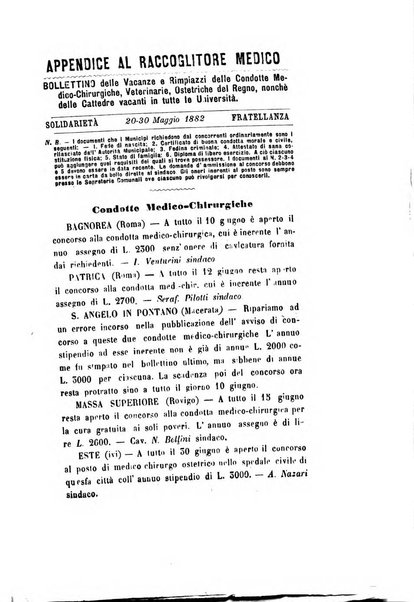 Il raccoglitore medico giornale indirizzato al progresso della medicina e chirurgia pratica e degli interessi morali e professionali specialmente dei medici-chirurghi condotti