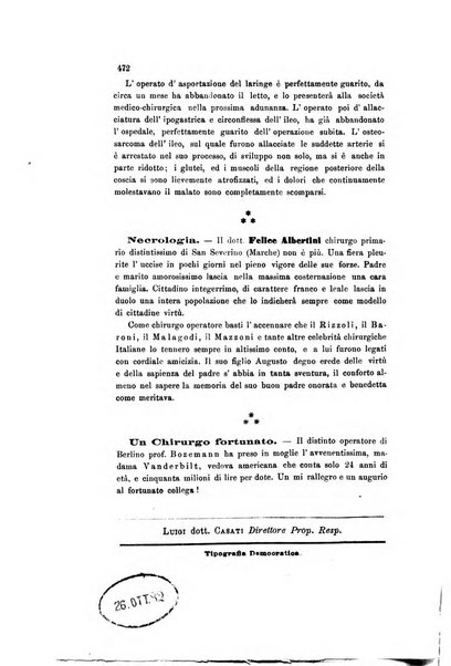 Il raccoglitore medico giornale indirizzato al progresso della medicina e chirurgia pratica e degli interessi morali e professionali specialmente dei medici-chirurghi condotti