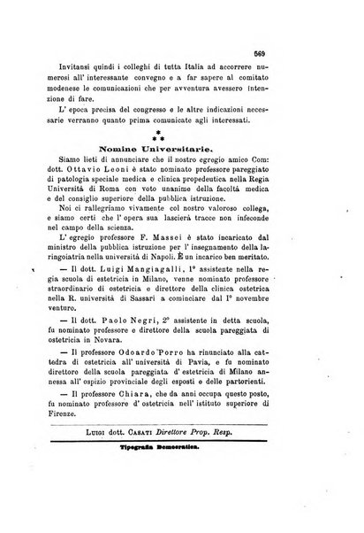 Il raccoglitore medico giornale indirizzato al progresso della medicina e chirurgia pratica e degli interessi morali e professionali specialmente dei medici-chirurghi condotti