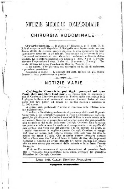 Il raccoglitore medico giornale indirizzato al progresso della medicina e chirurgia pratica e degli interessi morali e professionali specialmente dei medici-chirurghi condotti