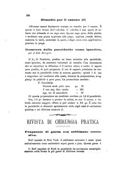 Il raccoglitore medico giornale indirizzato al progresso della medicina e chirurgia pratica e degli interessi morali e professionali specialmente dei medici-chirurghi condotti