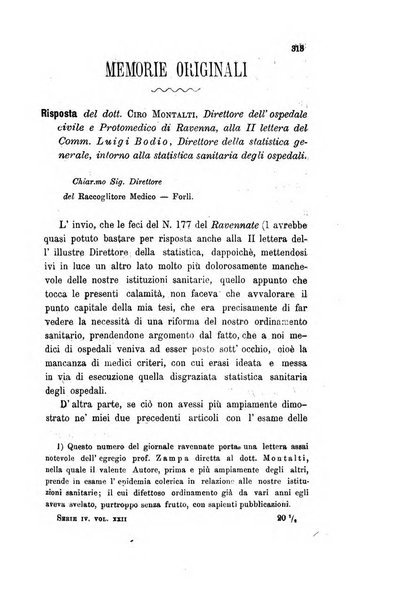 Il raccoglitore medico giornale indirizzato al progresso della medicina e chirurgia pratica e degli interessi morali e professionali specialmente dei medici-chirurghi condotti