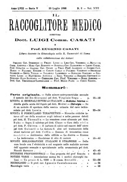 Il raccoglitore medico giornale indirizzato al progresso della medicina e chirurgia pratica e degli interessi morali e professionali specialmente dei medici-chirurghi condotti