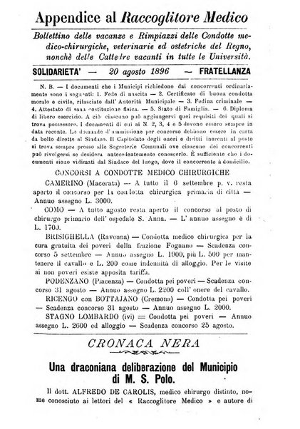 Il raccoglitore medico giornale indirizzato al progresso della medicina e chirurgia pratica e degli interessi morali e professionali specialmente dei medici-chirurghi condotti