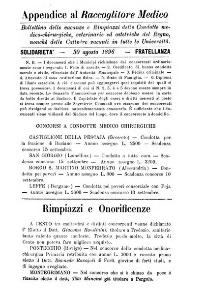 Il raccoglitore medico giornale indirizzato al progresso della medicina e chirurgia pratica e degli interessi morali e professionali specialmente dei medici-chirurghi condotti