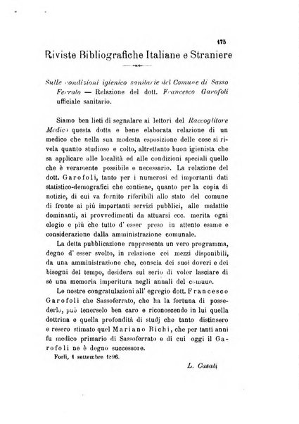 Il raccoglitore medico giornale indirizzato al progresso della medicina e chirurgia pratica e degli interessi morali e professionali specialmente dei medici-chirurghi condotti