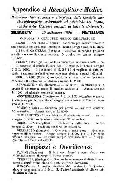 Il raccoglitore medico giornale indirizzato al progresso della medicina e chirurgia pratica e degli interessi morali e professionali specialmente dei medici-chirurghi condotti