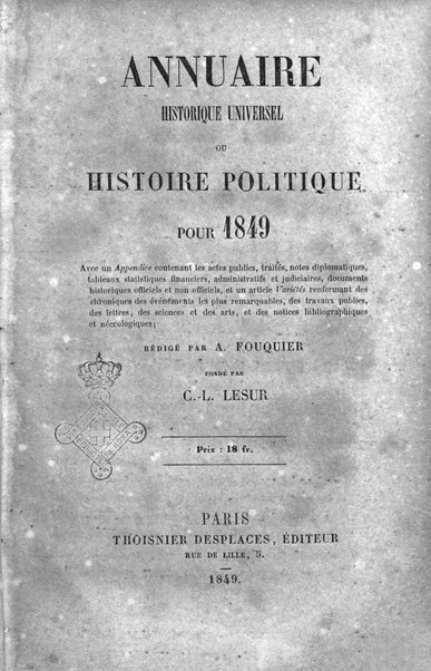 Annuaire historique universel, ou Histoire politique pour ...