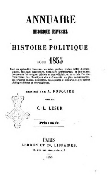 Annuaire historique universel, ou Histoire politique pour ...