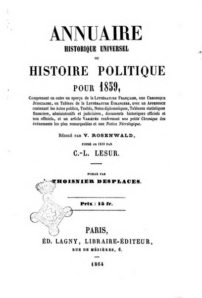 Annuaire historique universel, ou Histoire politique pour ...