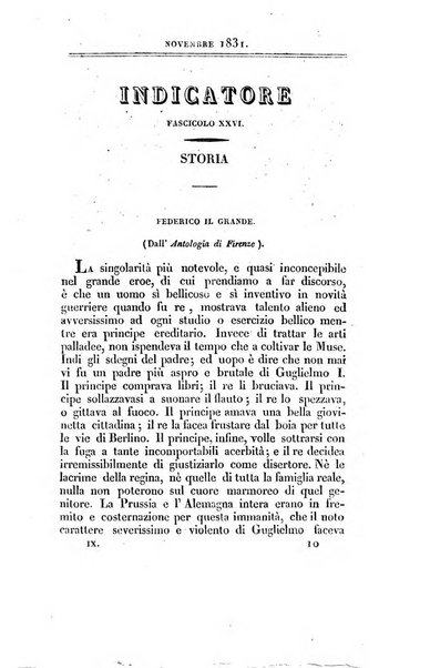 Indicatore, ossia Raccolta periodica di scelti articoli ...