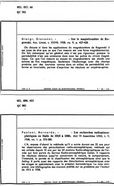 Bollettino del Centro Volpi di elettrologia