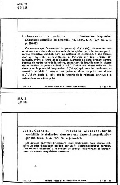 Bollettino del Centro Volpi di elettrologia