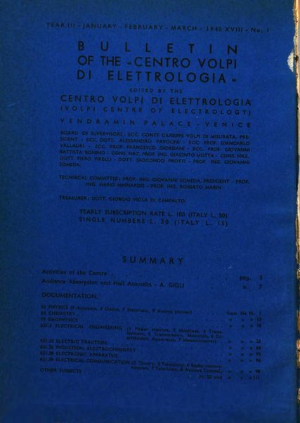 Bollettino del Centro Volpi di elettrologia