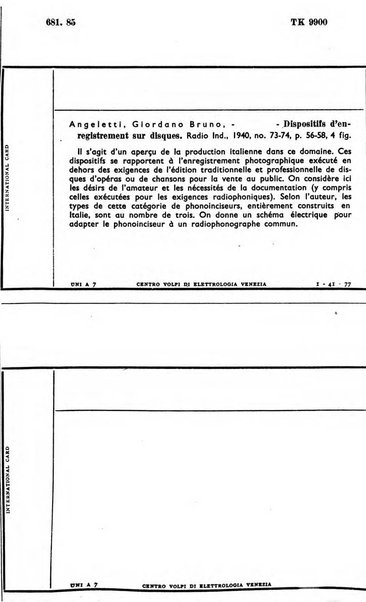 Bollettino del Centro Volpi di elettrologia