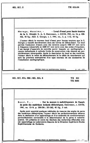 Bollettino del Centro Volpi di elettrologia