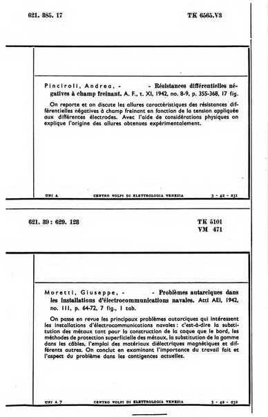 Bollettino del Centro Volpi di elettrologia