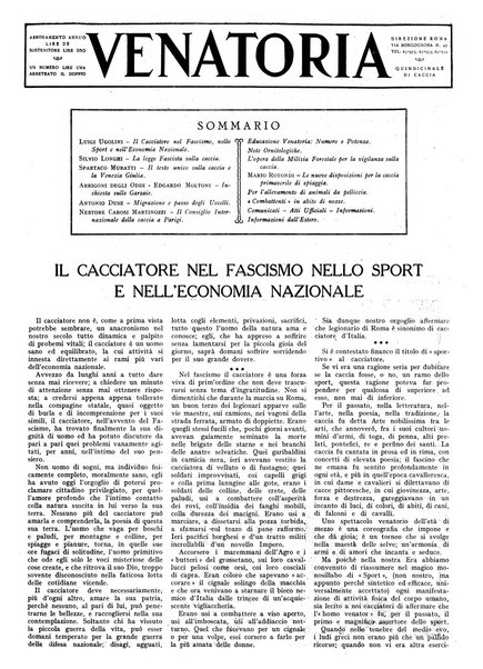 Venatoria ufficiale della Federazione nazionale fascista cacciatori italiani, delle Commissioni venatorie prov. e delle Associazioni prov. cacciatori