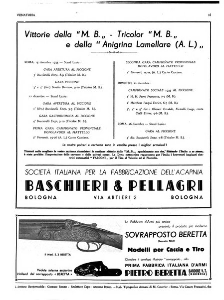 Venatoria ufficiale della Federazione nazionale fascista cacciatori italiani, delle Commissioni venatorie prov. e delle Associazioni prov. cacciatori