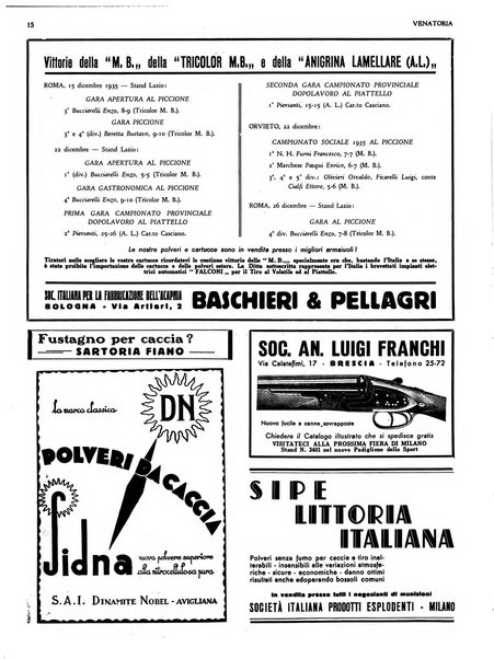 Venatoria ufficiale della Federazione nazionale fascista cacciatori italiani, delle Commissioni venatorie prov. e delle Associazioni prov. cacciatori