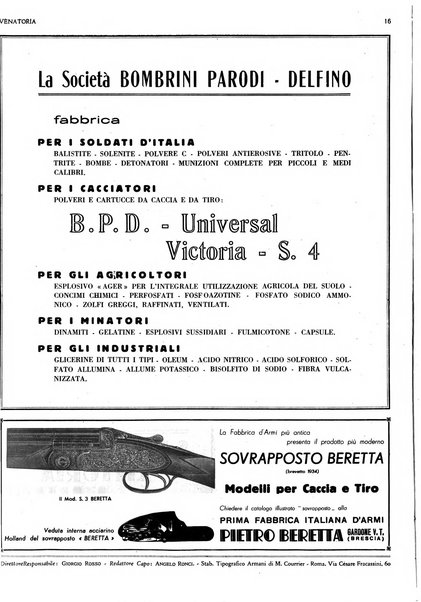 Venatoria ufficiale della Federazione nazionale fascista cacciatori italiani, delle Commissioni venatorie prov. e delle Associazioni prov. cacciatori