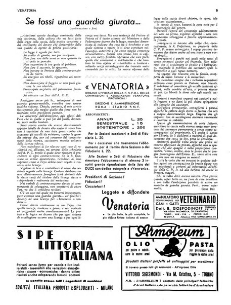 Venatoria ufficiale della Federazione nazionale fascista cacciatori italiani, delle Commissioni venatorie prov. e delle Associazioni prov. cacciatori