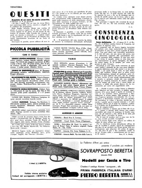 Venatoria ufficiale della Federazione nazionale fascista cacciatori italiani, delle Commissioni venatorie prov. e delle Associazioni prov. cacciatori