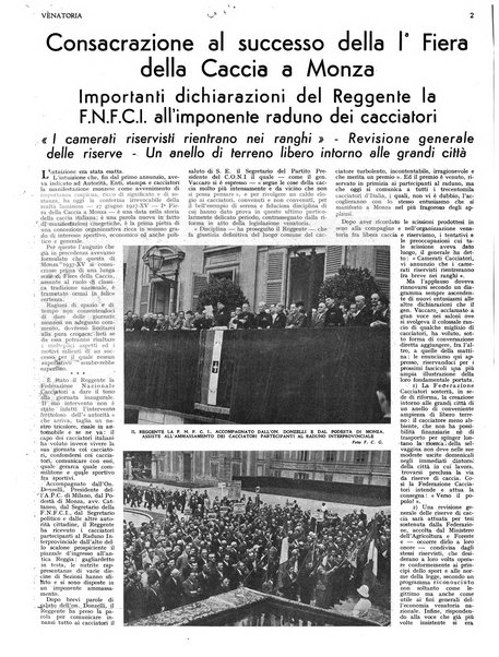 Venatoria ufficiale della Federazione nazionale fascista cacciatori italiani, delle Commissioni venatorie prov. e delle Associazioni prov. cacciatori